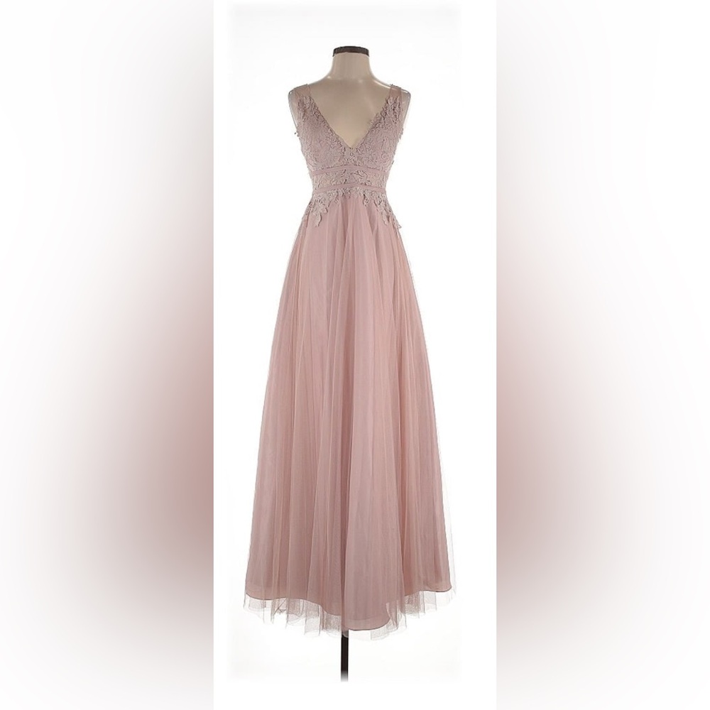 Watters & Watters Tulle & Lace Maxi Dress